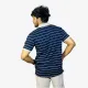 Men's Navy Blue & Grey Striped Polo T-Shirt | Premium Cotton Regular Fit